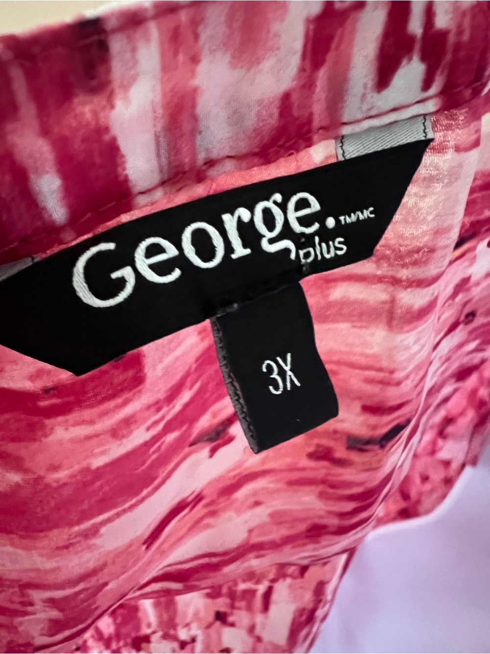 George Pink Abstract Print Split-Neck blouse - Picture 7 of 9